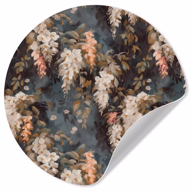 Behangcirkel - Bloemen - Bladeren - Donker - Patroon — 1