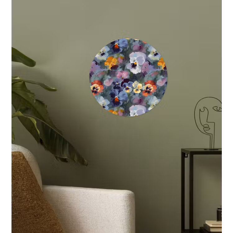 Behangcirkel - Pastel - Viooltjes - Groen - Patroon — 3