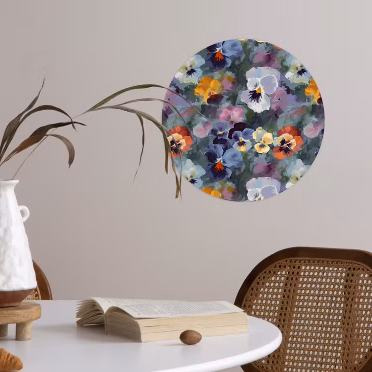 Behangcirkel - Pastel - Viooltjes - Groen - Patroon — 4