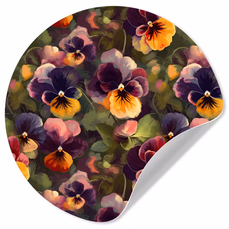Behangcirkel - Warm - Patroon - Penseel - Viooltjes — 1