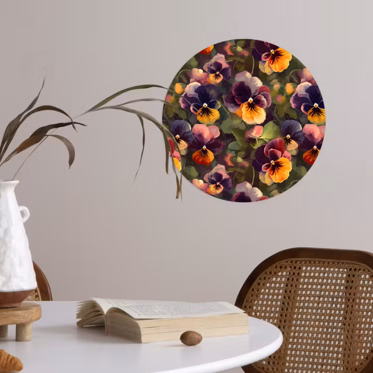 Behangcirkel - Warm - Patroon - Penseel - Viooltjes — 4