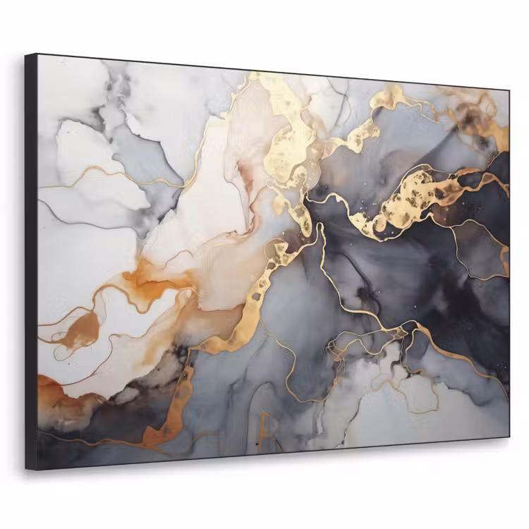 Art Frame - Marmer - Zwart - Goud - Wit — 1