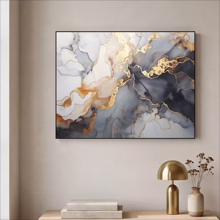 Art Frame - Marmer - Zwart - Goud - Wit — 5