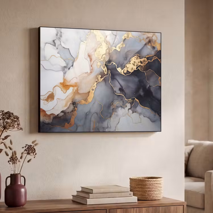 Art Frame - Marmer - Zwart - Goud - Wit — 7