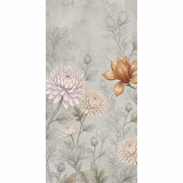 Behang - Illustratie - Bloemen - Groen — 2