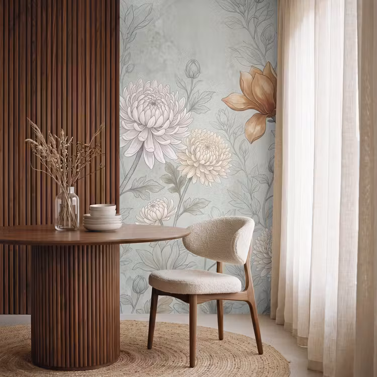 Behang - Illustratie - Bloemen - Groen — 4