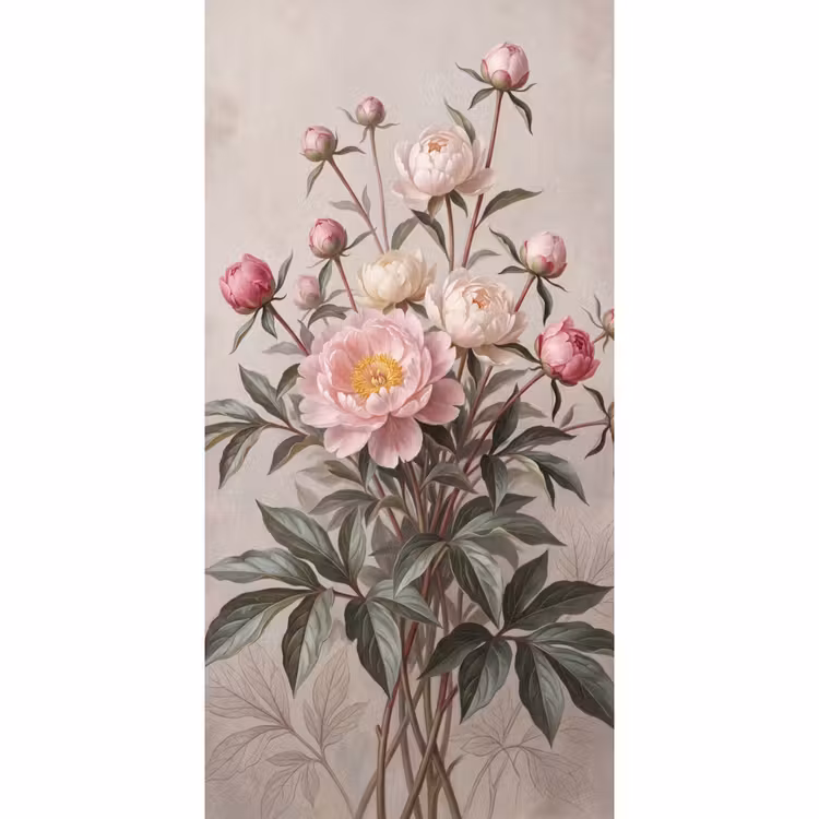 Behang - Pioenrozen - Boeket - Roze β 2