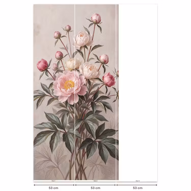 Behang - Pioenrozen - Boeket - Roze β 6