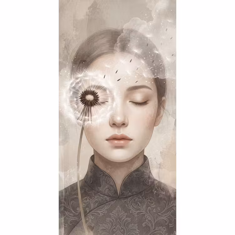 Behang - Vrouw - Sereen - Grijs — 2