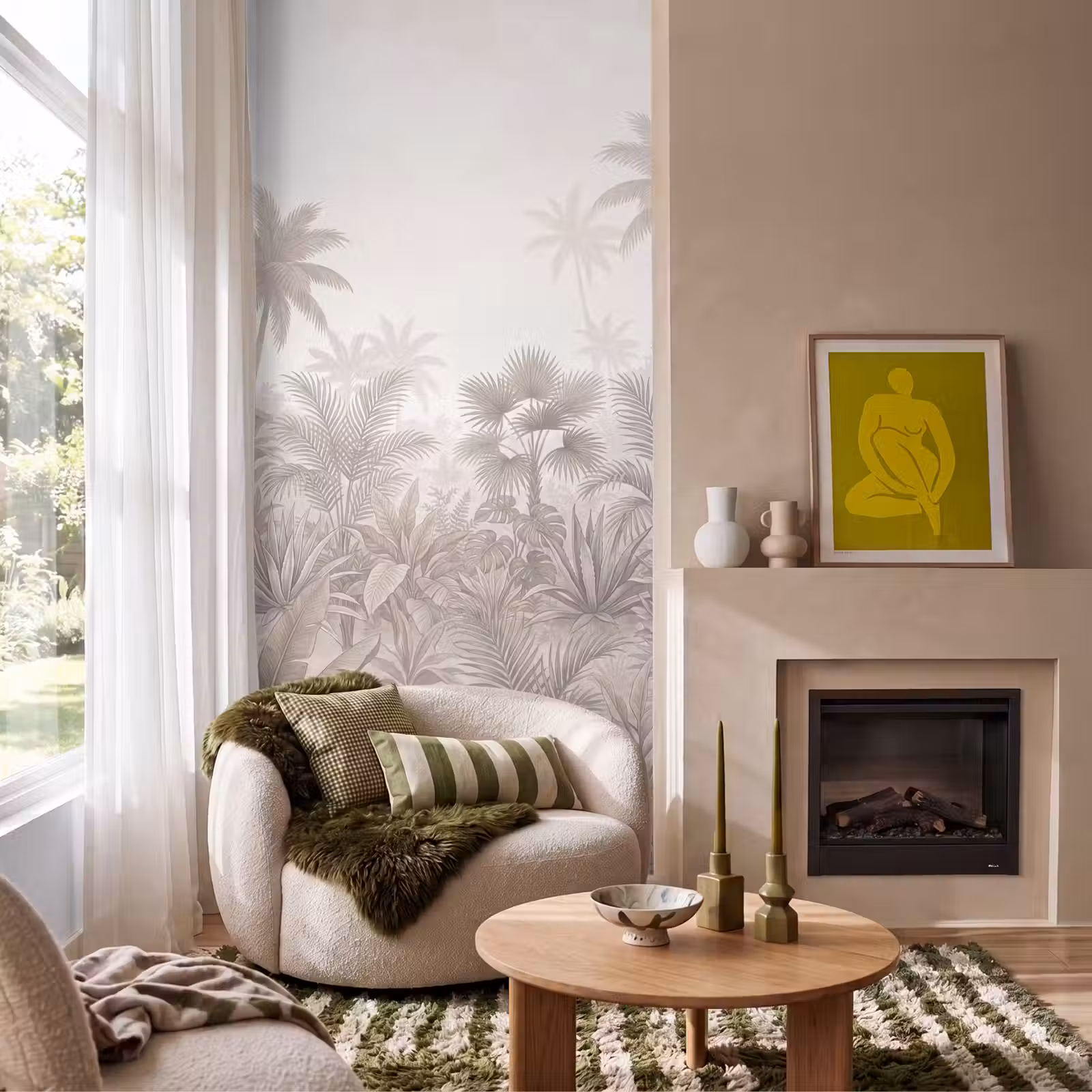 Behang - Jungle - Tropisch - Natuur -Vintage - Beige — 1