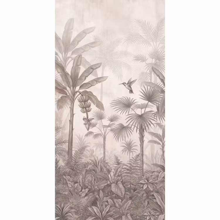 Behang - Jungle - Banenboom - Kolibrie - Beige — 2