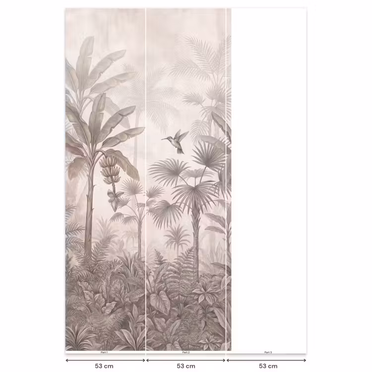 Behang - Jungle - Banenboom - Kolibrie - Beige — 6