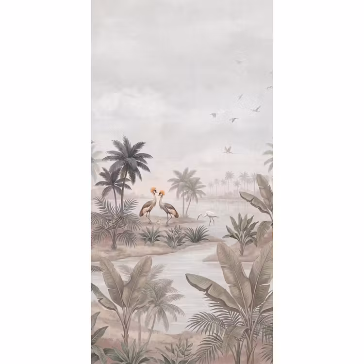 Behang - Kraanvogels - Palmbomen - Tropisch — 2