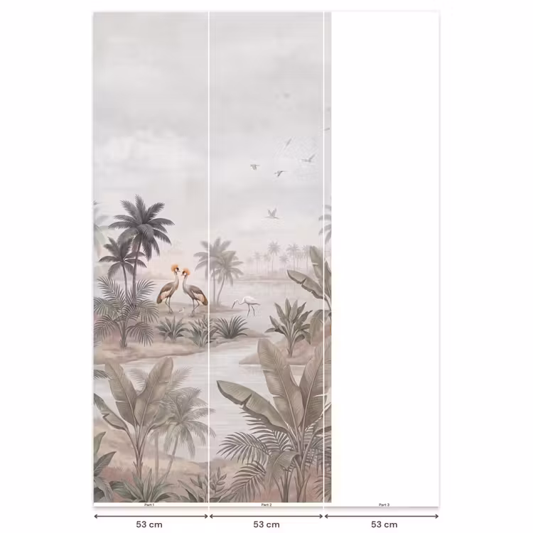 Behang - Kraanvogels - Palmbomen - Tropisch — 6