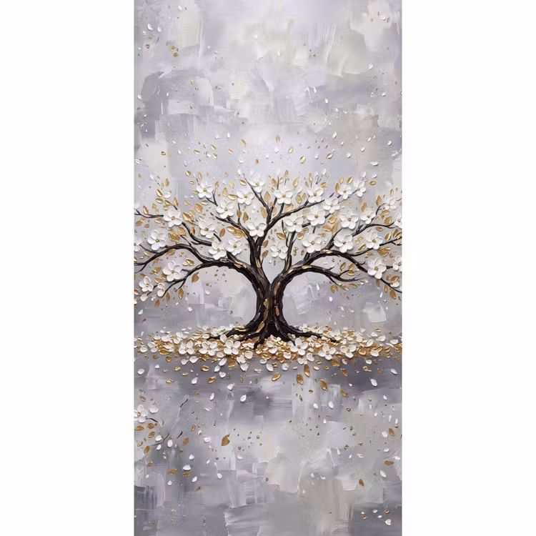 Behang - Boom - Bloemen - Natuur - Abstract - Wit — 2
