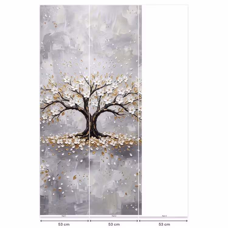 Behang - Boom - Bloemen - Natuur - Abstract - Wit — 6