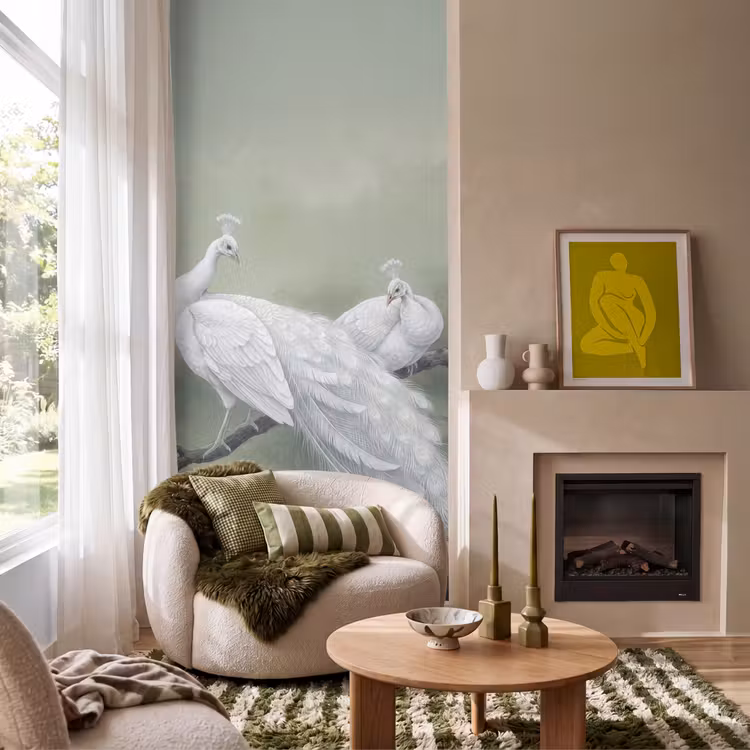 Behang - Witte Pauwen — 1