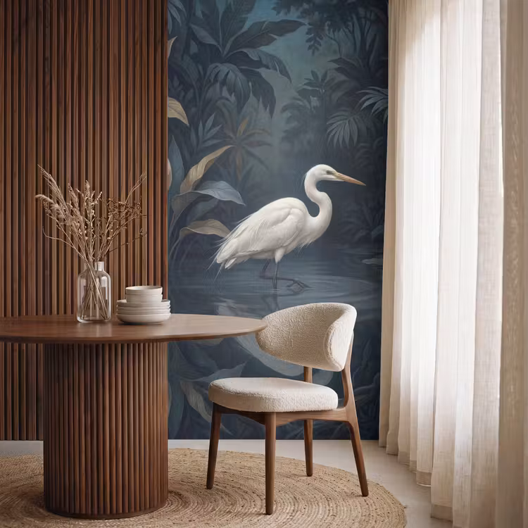 Behang - Reiger - Water - Natuur - Modern - Wit — 4