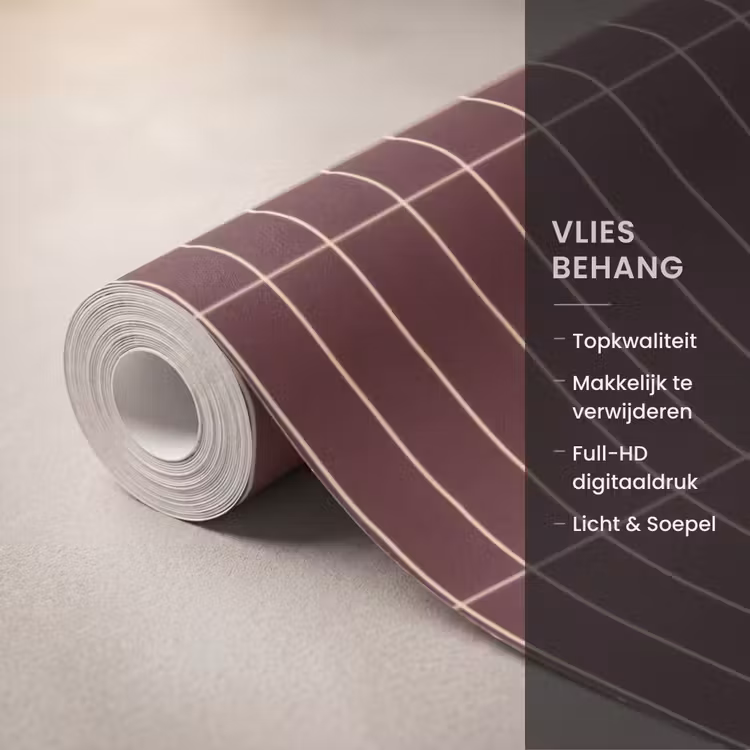 Behang - Lijnen - Patroon - Bordeaux — 3