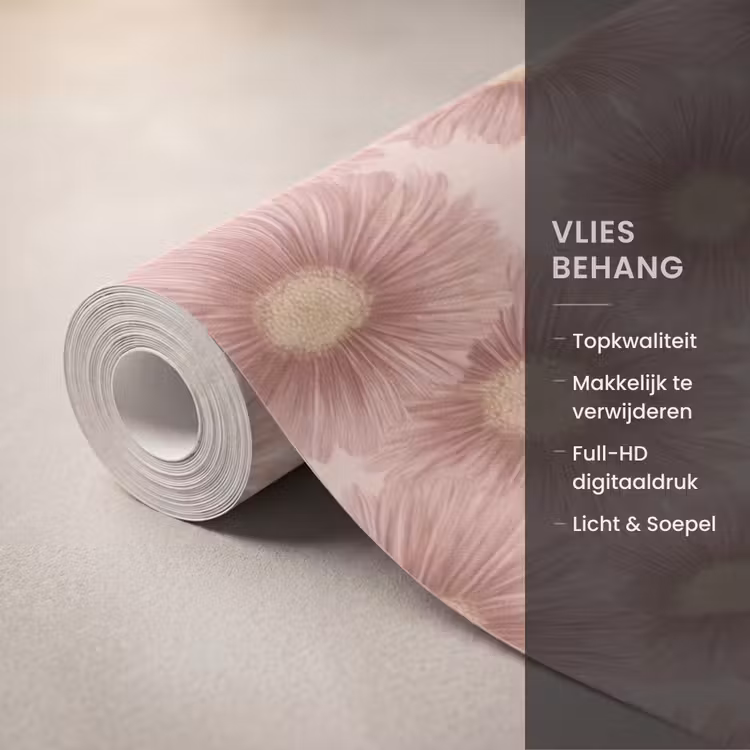 Behang - Oudroze Bloemen Patroon — 3