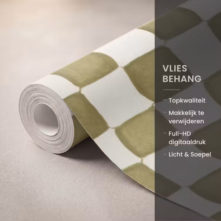 Behang - Schaak - Patroon - Groen β 3