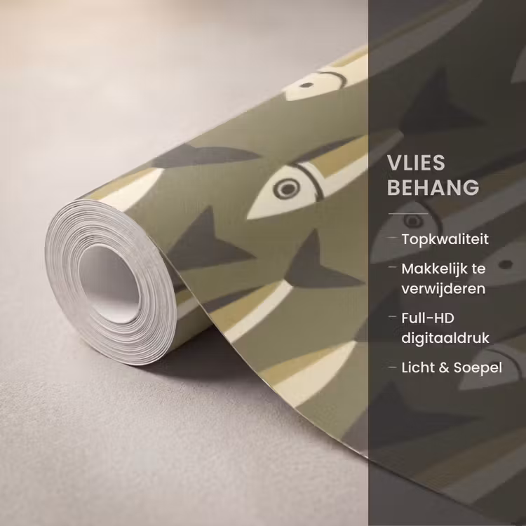 Behang - Vis - Patroon - Groen β 3