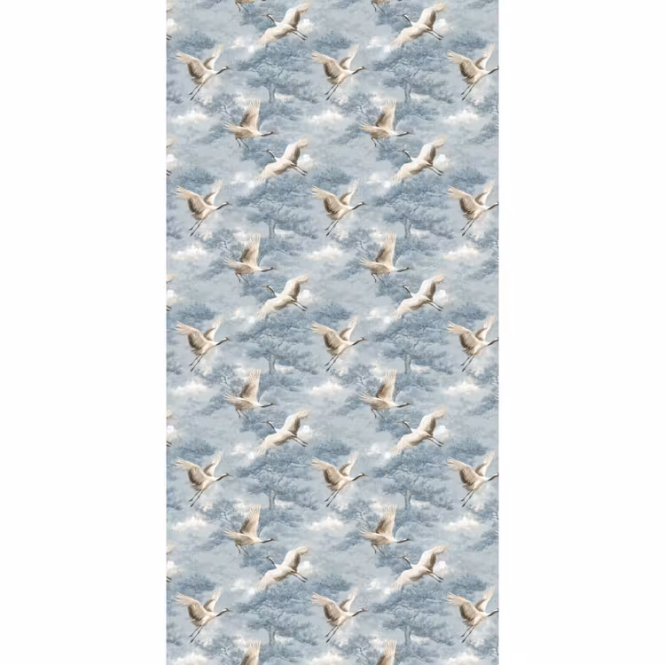 Behang - Wolken - Kraanvogels - Blauw — 2