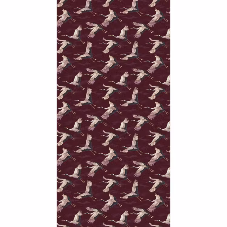Behang - Kraanvogels - Klassiek - Bordeaux — 2