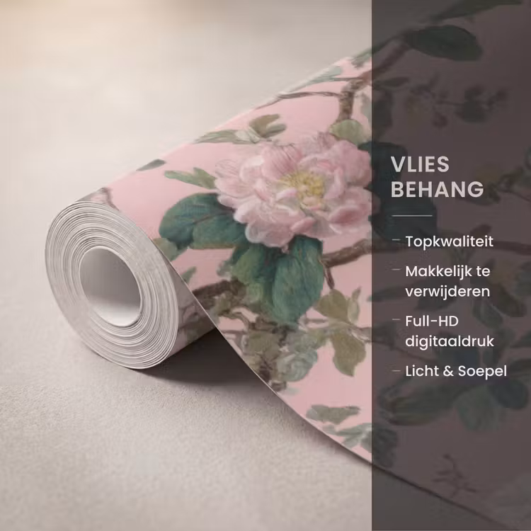 Behang - Pioenrozen - Botanisch - Vogel — 3