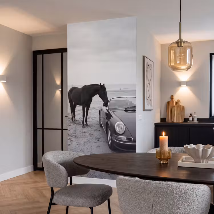 Behang - Paard - Auto - Zwart - Wit — 5