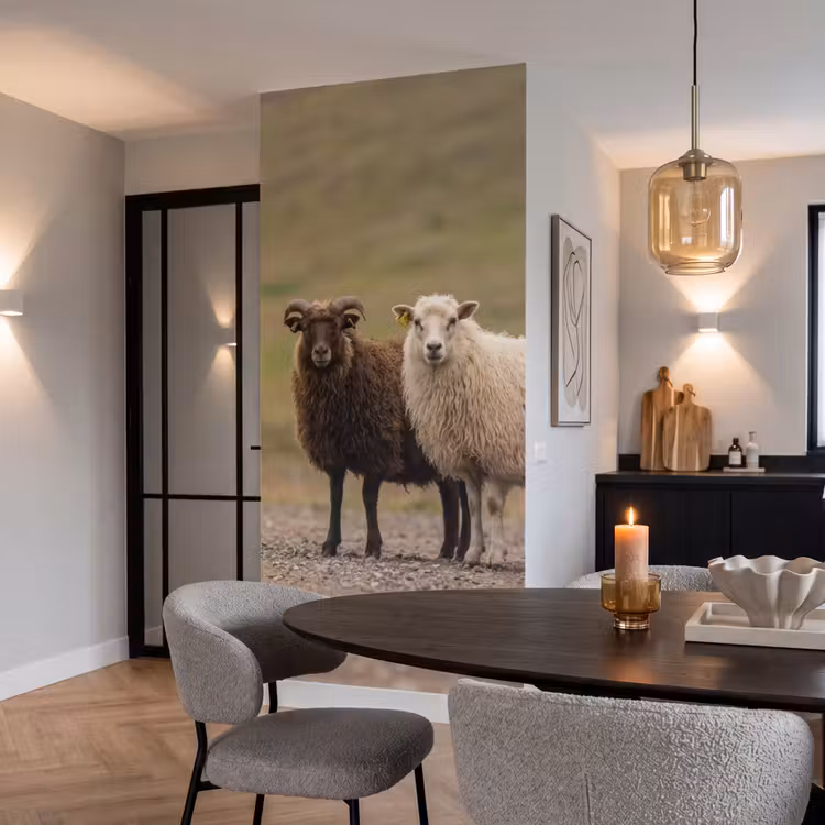Behang - Schapen - Bruin - Wit - Grindpad — 5