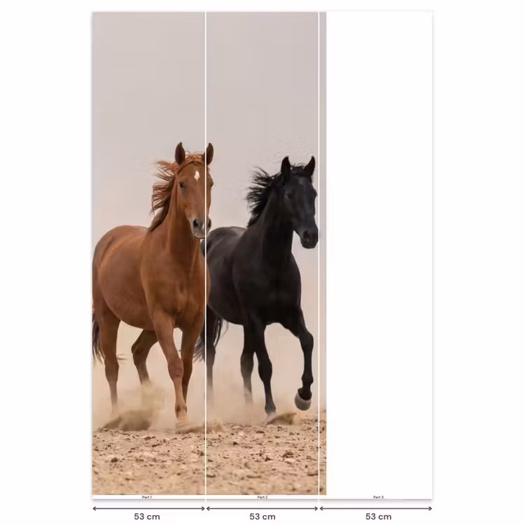 Behang - Kudde paarden - Stofwolk - Bruin - Zwart — 6