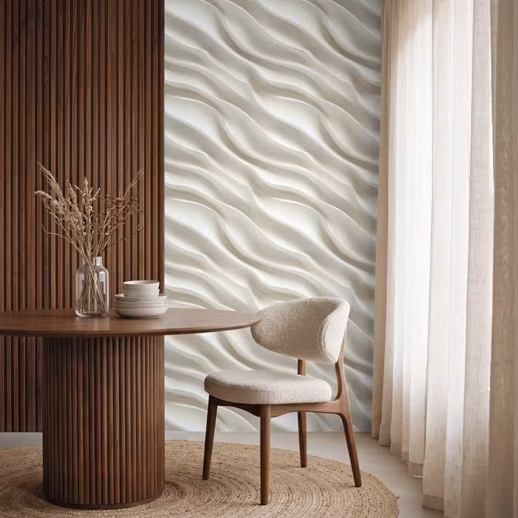 Behang - Diagonaal - Golven - Crème — 4