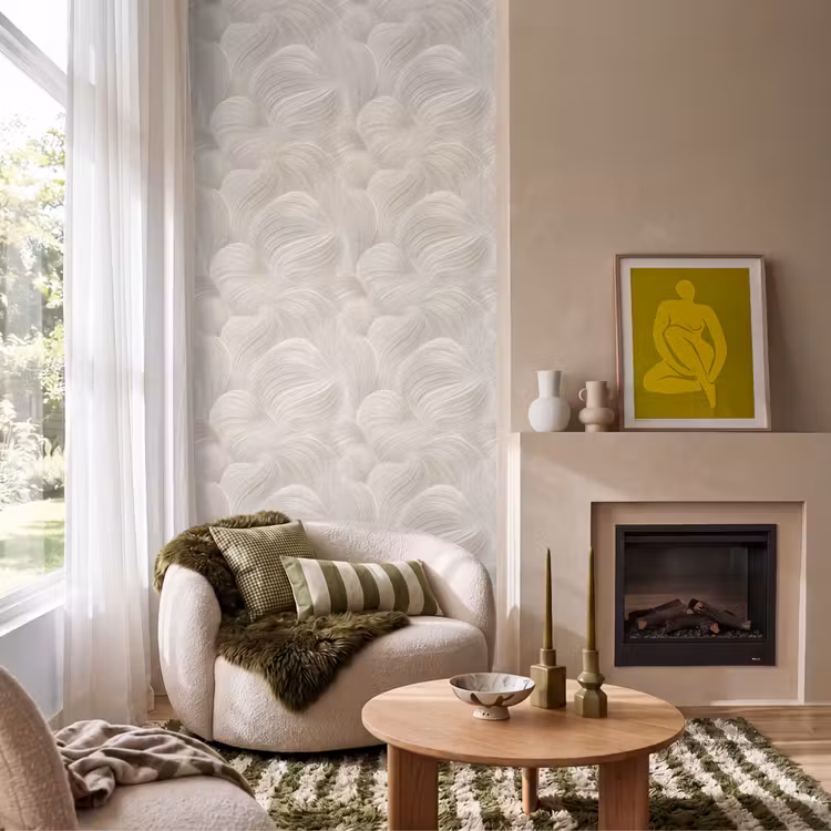 Behang - Lijnen - Waaier - Beige — 1