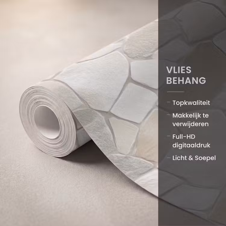 Behang - Mozaïek - Stenen - Beige — 3