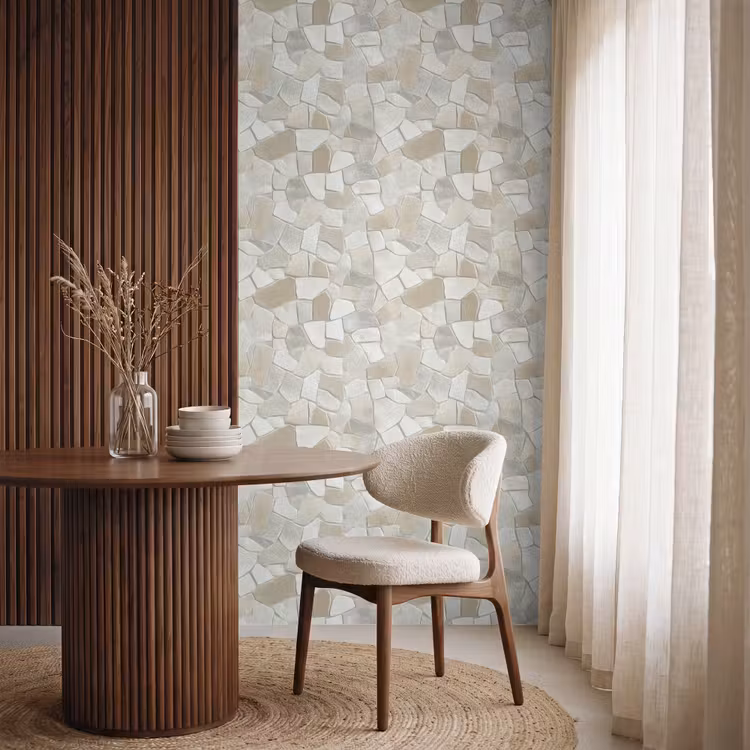 Behang - Mozaïek - Stenen - Beige — 4