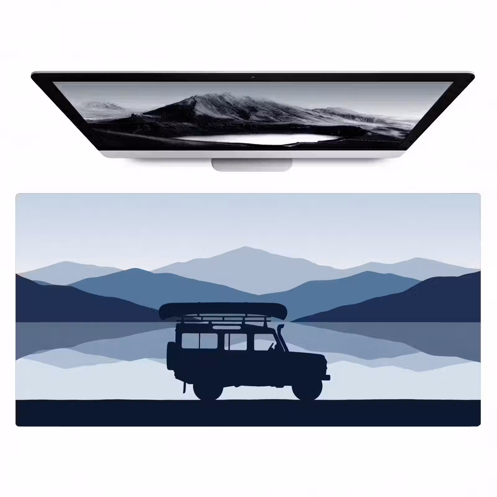 Bureau onderlegger - Auto - Meer - Bergen - Blauw — 1