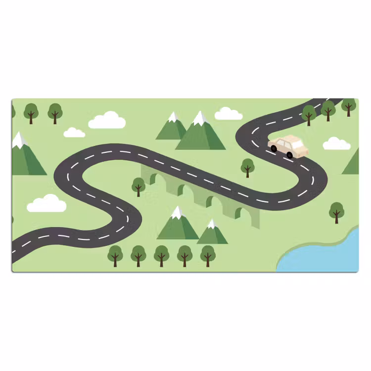Bureau onderlegger - Auto - Bergweg - Natuur - Illustratie — 2