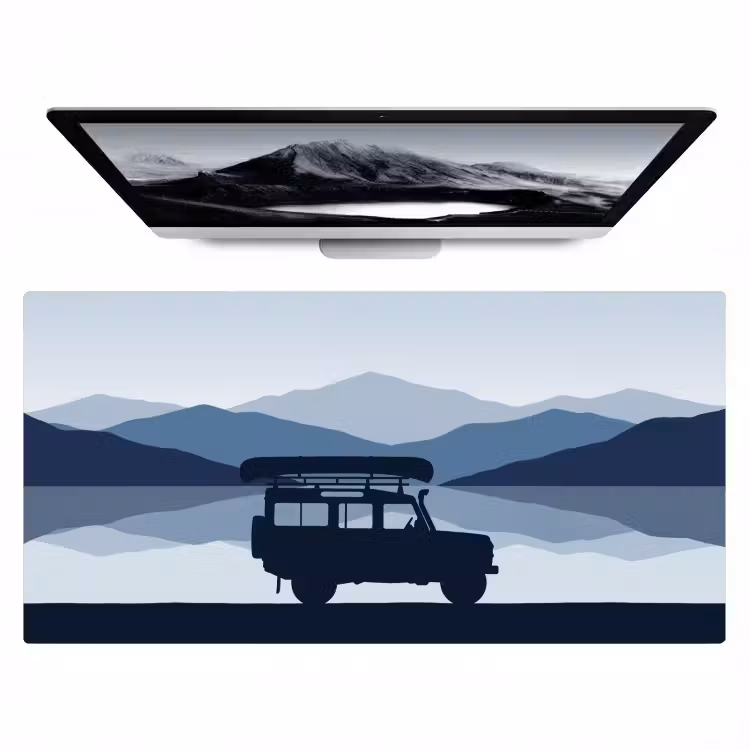 Bureau onderlegger - Auto - Meer - Bergen - Blauw — 1