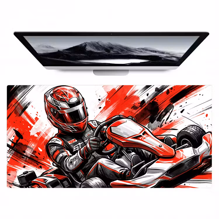 Bureau onderlegger - Kart - Coureur - Snelheid - Rood — 1