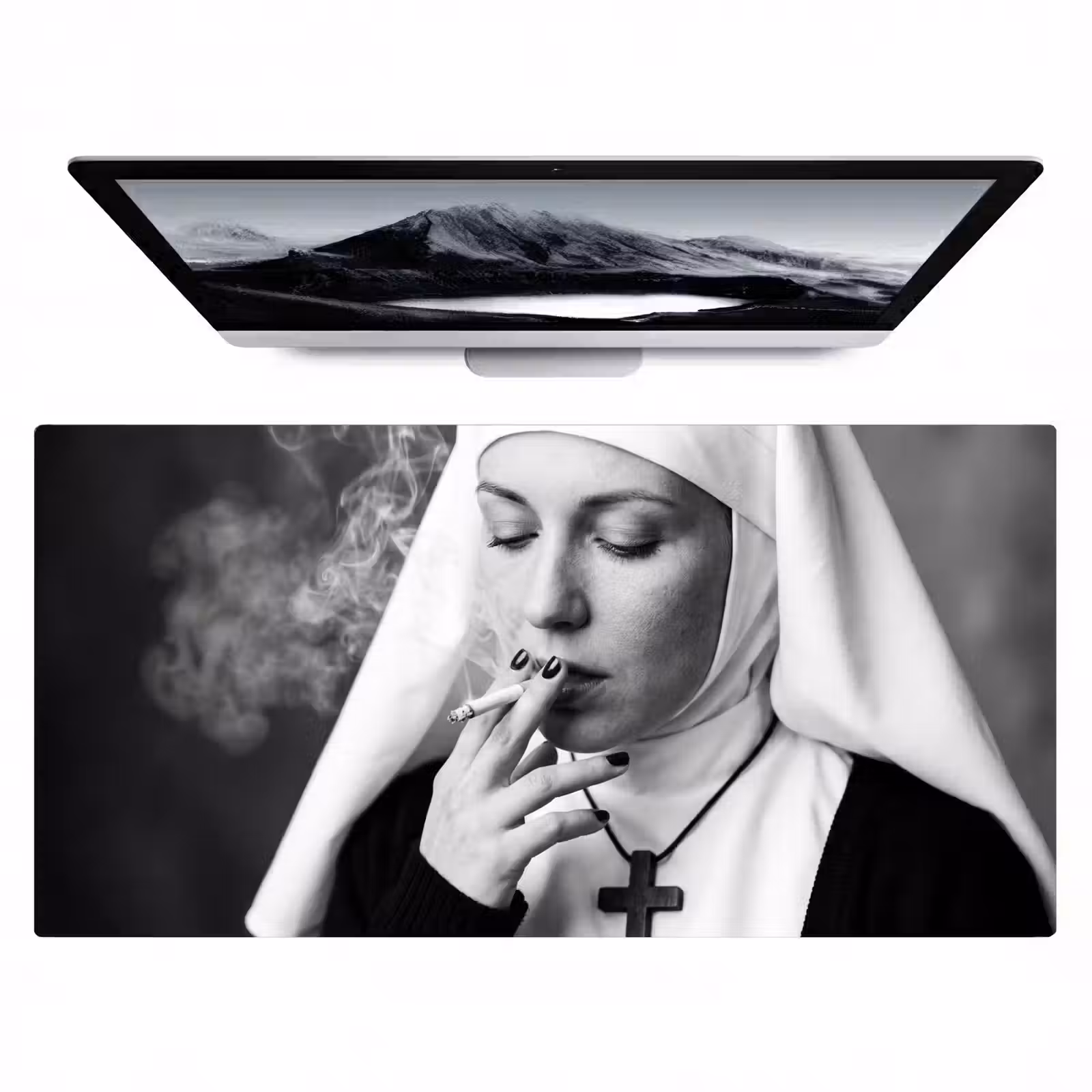Bureau onderlegger - Non - Roken - Portret - Zwart - Wit - Rebels — 1