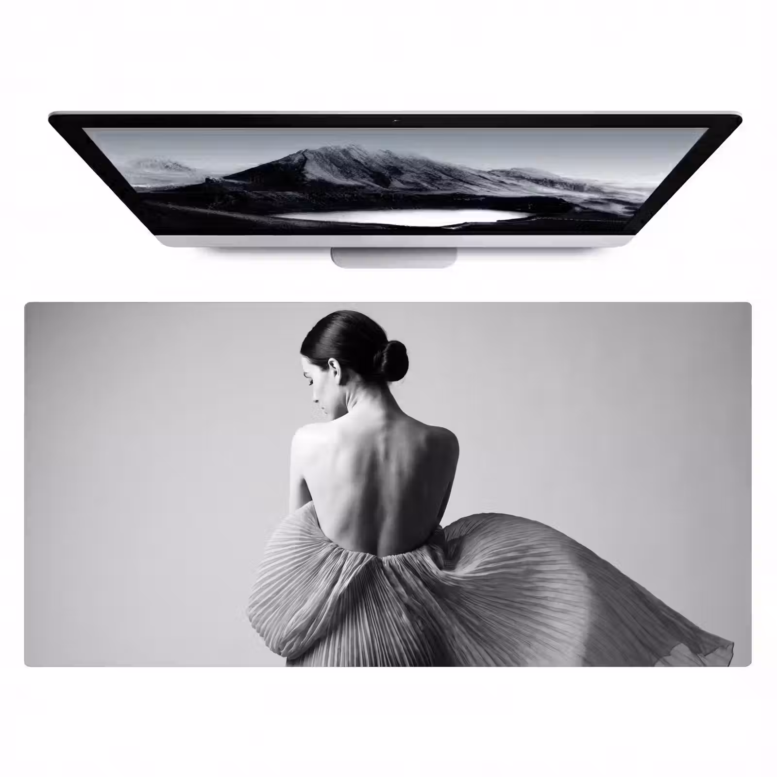Bureau onderlegger - Vrouw - Rug - Textuur - Zwart - Wit - Elegant — 1