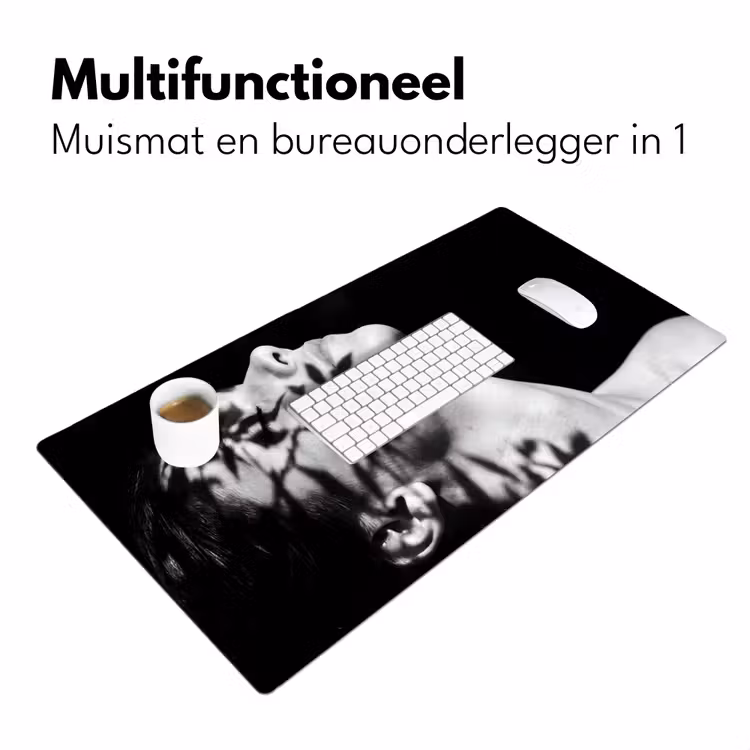 Bureau onderlegger - Gezicht - Schaduw - Bladeren - Zwart - Wit - Intiem — 7