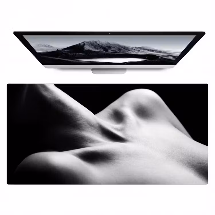Bureau onderlegger - Lichaam - Vormen - Abstract - Zwart - Wit - Sensueel — 1