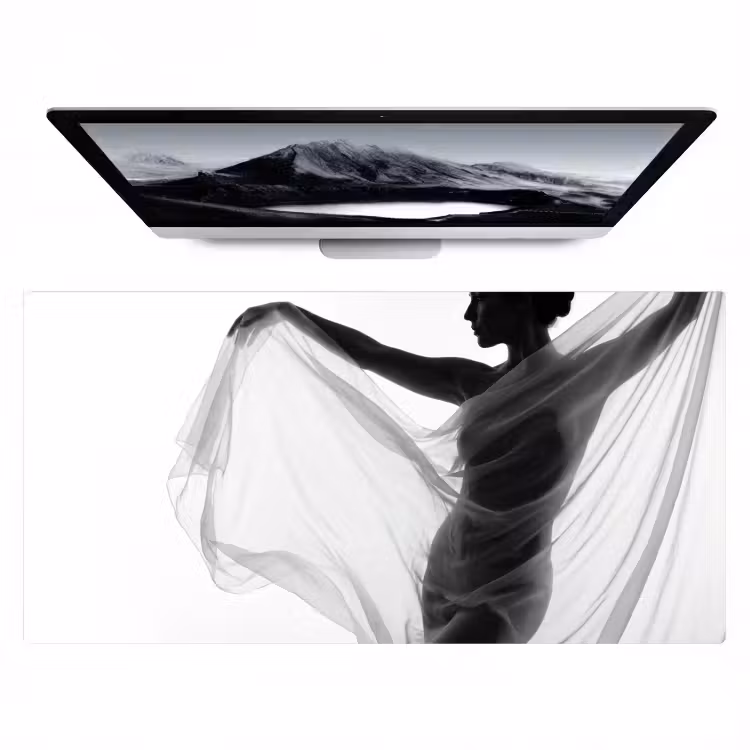 Bureau onderlegger - Silhouet - Sluier - Vormen - Zwart - Wit - Sensueel — 1