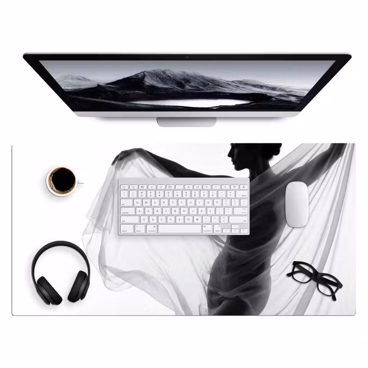 Bureau onderlegger - Silhouet - Sluier - Vormen - Zwart - Wit - Sensueel — 4