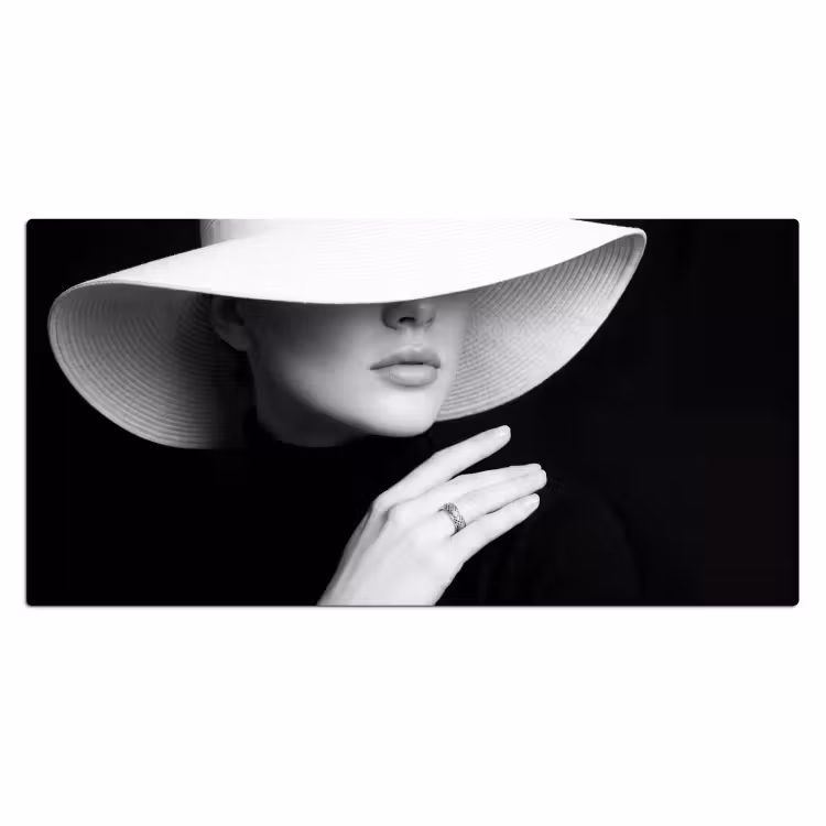 Bureau onderlegger - Vrouw - Hoed - Hand - Zwart - Wit - Klassiek — 2