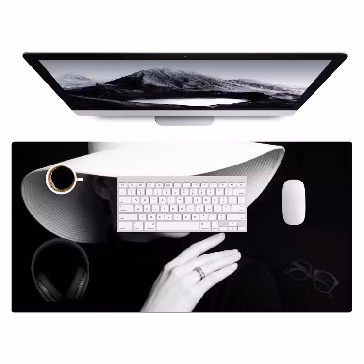 Bureau onderlegger - Vrouw - Hoed - Hand - Zwart - Wit - Klassiek — 4