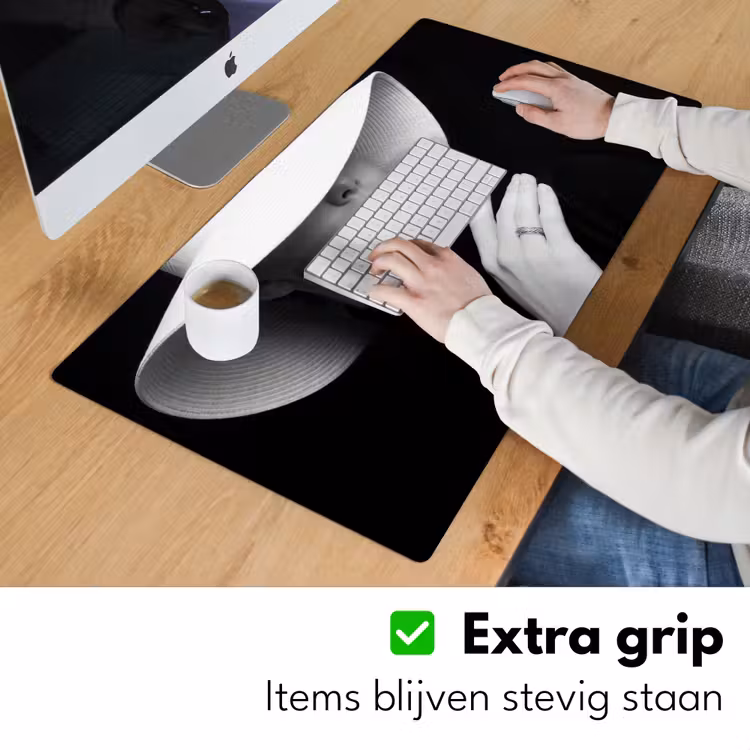 Bureau onderlegger - Vrouw - Hoed - Hand - Zwart - Wit - Klassiek — 6