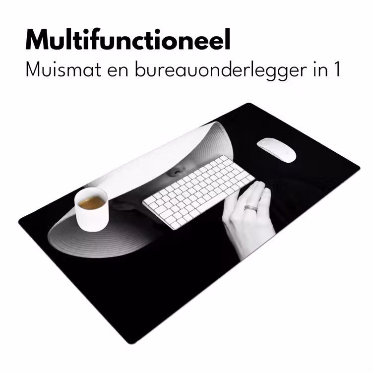 Bureau onderlegger - Vrouw - Hoed - Hand - Zwart - Wit - Klassiek — 7